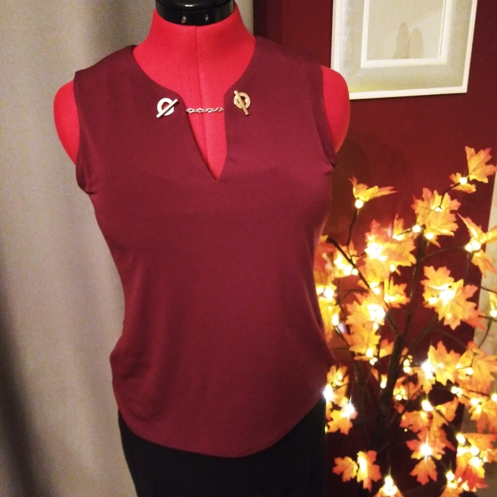 Calvin Klein Sleeveless Merlot Blouse